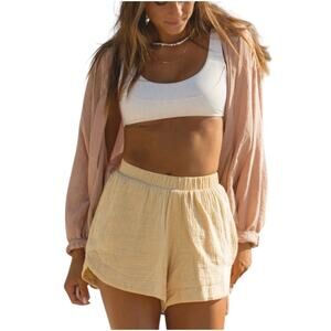 Solei The Label Gauze Shorts Size Medium Butter Yellow Airy Cotton Pull On